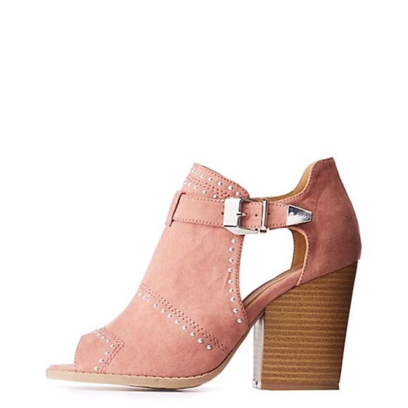 Mauve studded cut out ankle booties - Picture 6 of 6